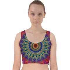 Kaleidoscope Mandala Pattern Velvet Racer Back Crop Top by Pakrebo