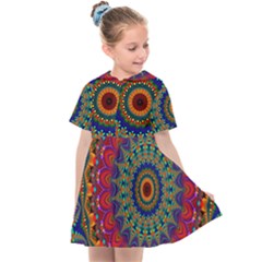 Kaleidoscope Mandala Pattern Kids  Sailor Dress by Pakrebo