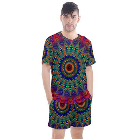 Kaleidoscope Mandala Pattern Men s Mesh Tee And Shorts Set by Pakrebo