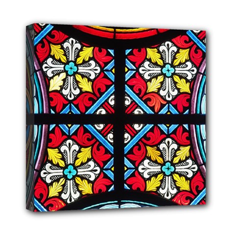 Stained Glass Window Colorful Color Mini Canvas 8  X 8  (stretched) by Pakrebo