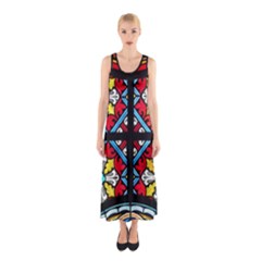 Stained Glass Window Colorful Color Sleeveless Maxi Dress by Pakrebo