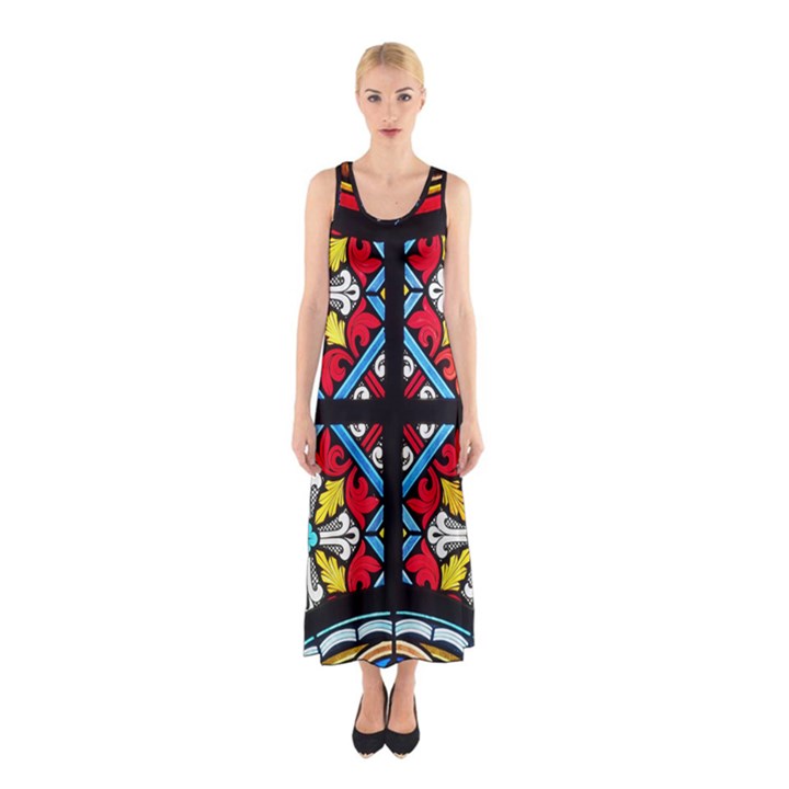 Stained Glass Window Colorful Color Sleeveless Maxi Dress