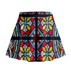 Stained Glass Window Colorful Color Mini Flare Skirt by Pakrebo