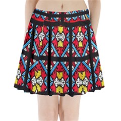 Stained Glass Window Colorful Color Pleated Mini Skirt by Pakrebo