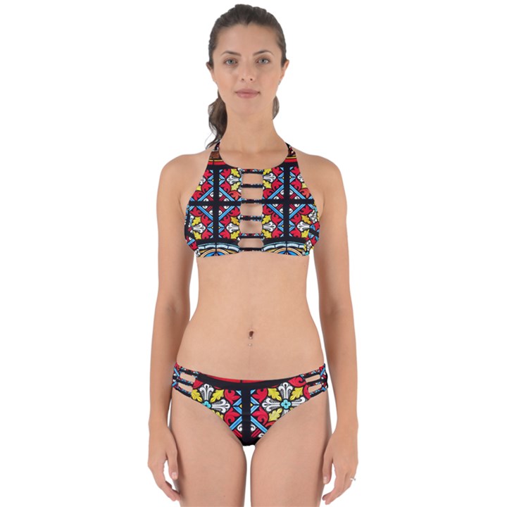 Stained Glass Window Colorful Color Perfectly Cut Out Bikini Set