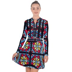 Stained Glass Window Colorful Color Long Sleeve Panel Dress by Pakrebo