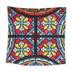 Stained Glass Window Colorful Color Square Tapestry (large) by Pakrebo