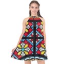 Stained Glass Window Colorful Color Halter Neckline Chiffon Dress  View1