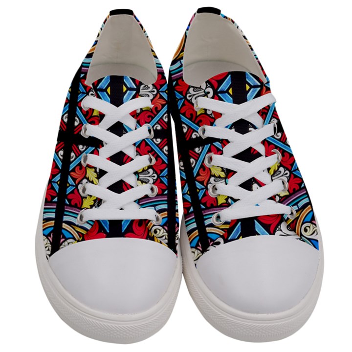 Stained Glass Window Colorful Color Women s Low Top Canvas Sneakers