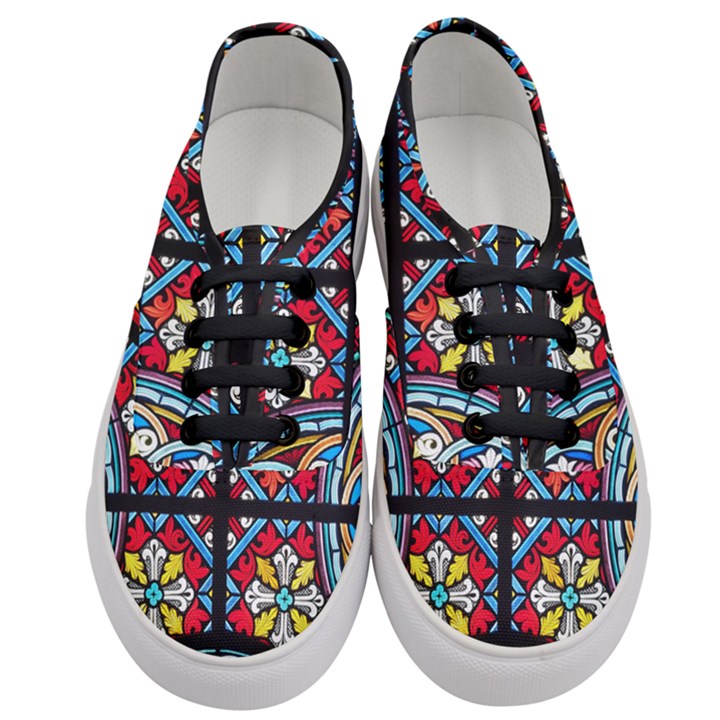 Stained Glass Window Colorful Color Women s Classic Low Top Sneakers