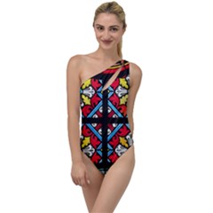 Stained Glass Window Colorful Color To One Side Swimsuit by Pakrebo