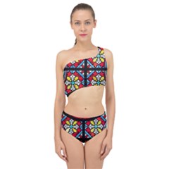 Stained Glass Window Colorful Color Spliced Up Two Piece Swimsuit by Pakrebo