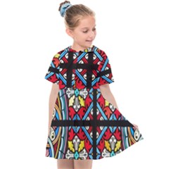 Stained Glass Window Colorful Color Kids  Sailor Dress by Pakrebo