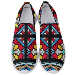 Stained Glass Window Colorful Color Men s Slip On Sneakers by Pakrebo