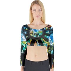 Cathedral Sagrada Família Barcelona Long Sleeve Crop Top by Pakrebo