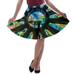 Cathedral Sagrada Família Barcelona A-line Skater Skirt by Pakrebo