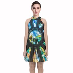 Cathedral Sagrada Família Barcelona Velvet Halter Neckline Dress 