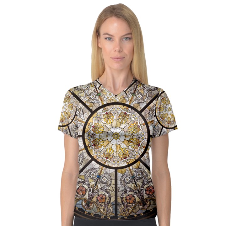 Stained Glass Window Glass Ceiling V-Neck Sport Mesh Tee