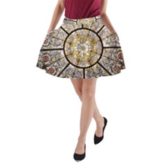 Stained Glass Window Glass Ceiling A-line Pocket Skirt by Pakrebo