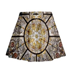 Stained Glass Window Glass Ceiling Mini Flare Skirt by Pakrebo