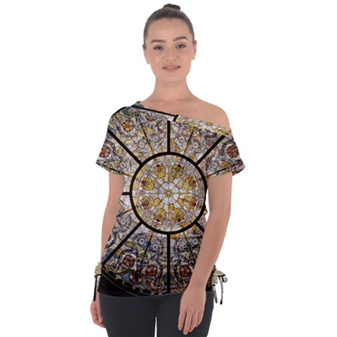 Stained Glass Window Glass Ceiling Tie-up Tee by Pakrebo