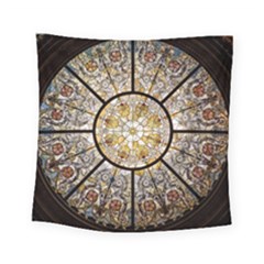 Stained Glass Window Glass Ceiling Square Tapestry (small) by Pakrebo