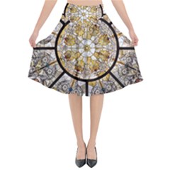 Stained Glass Window Glass Ceiling Flared Midi Skirt by Pakrebo