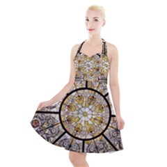 Stained Glass Window Glass Ceiling Halter Party Swing Dress  by Pakrebo