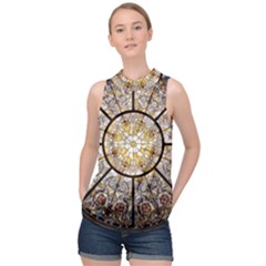 Stained Glass Window Glass Ceiling High Neck Satin Top