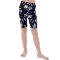 Stained Glass Sainte Chapelle Gothic Kids  Mid Length Swim Shorts by Pakrebo