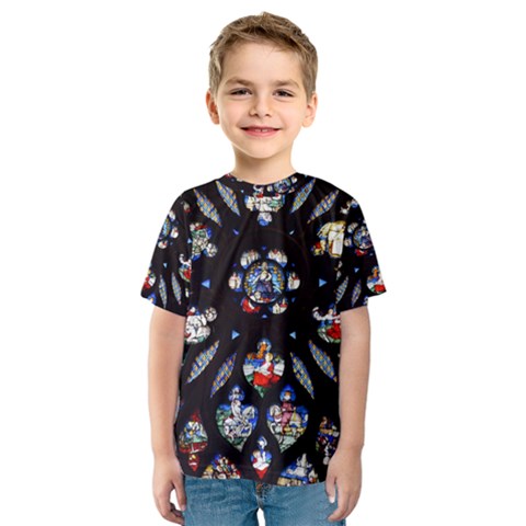 Stained Glass Sainte Chapelle Gothic Kids  Sport Mesh Tee by Pakrebo