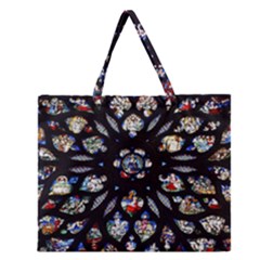 Stained Glass Sainte Chapelle Gothic Zipper Large Tote Bag by Pakrebo