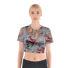 Fractal Artwork Design Pattern Cotton Crop Top by Pakrebo