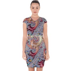 Fractal Artwork Design Pattern Capsleeve Drawstring Dress  by Pakrebo