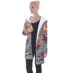 Fractal Artwork Design Pattern Longline Hooded Cardigan