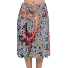 Fractal Artwork Design Pattern Velvet Flared Midi Skirt by Pakrebo