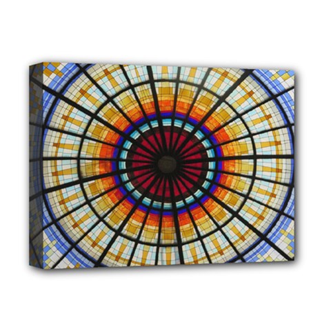 Background Stained Glass Window Deluxe Canvas 16  X 12  (stretched)  by Pakrebo