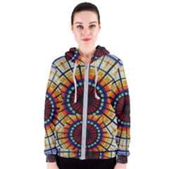 Background Stained Glass Window Women s Zipper Hoodie by Pakrebo