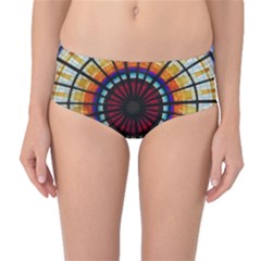 Background Stained Glass Window Mid-waist Bikini Bottoms by Pakrebo