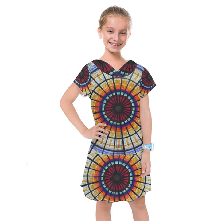 Background Stained Glass Window Kids  Drop Waist Dress