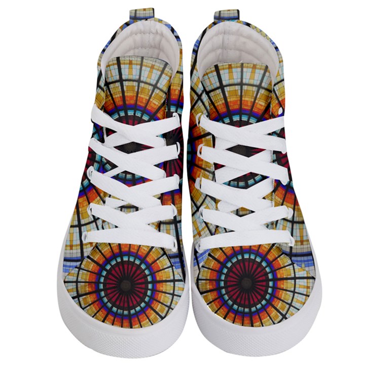 Background Stained Glass Window Kids  Hi-Top Skate Sneakers