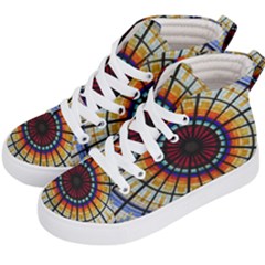 Background Stained Glass Window Kids  Hi-top Skate Sneakers by Pakrebo