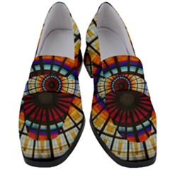 Background Stained Glass Window Women s Chunky Heel Loafers