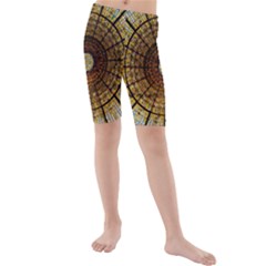 Barcelona Glass Window Stained Glass Kids  Mid Length Swim Shorts by Pakrebo