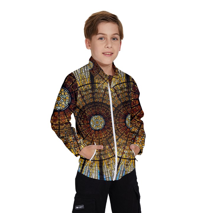 Barcelona Glass Window Stained Glass Windbreaker (Kids)