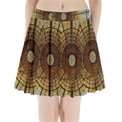 Barcelona Glass Window Stained Glass Pleated Mini Skirt by Pakrebo