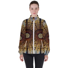 Barcelona Glass Window Stained Glass High Neck Windbreaker (women)