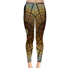 Barcelona Glass Window Stained Glass Inside Out Leggings by Pakrebo