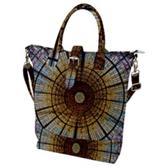 Barcelona Glass Window Stained Glass Buckle Top Tote Bag by Pakrebo