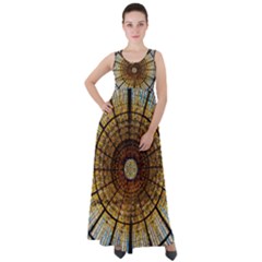 Barcelona Glass Window Stained Glass Empire Waist Velour Maxi Dress